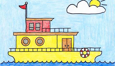 Boat House Drawing For Kids How To Draw Island With Palm Trees