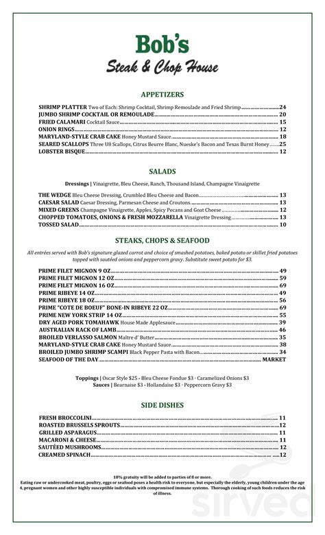 bob's steakhouse san antonio menu with prices