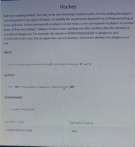 Bob Loves Playing Hockey Java Program