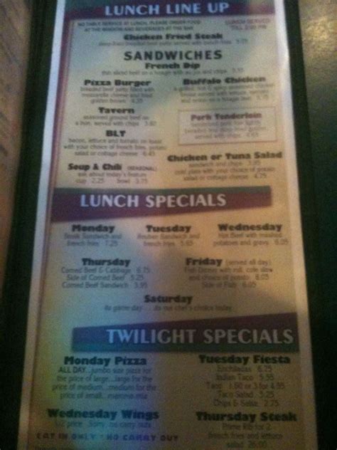 Menu of Bob Roe's Pizza, Sioux City, Sioux City