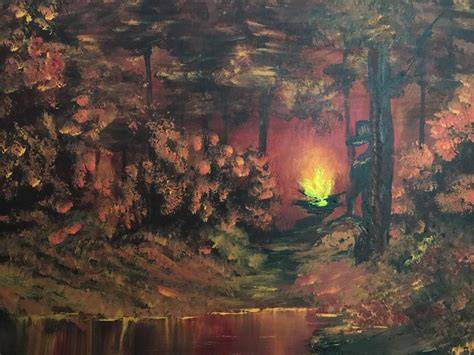Bob Ross Campfire Art Print Canvas Painting Cool Wall Decor Art Print