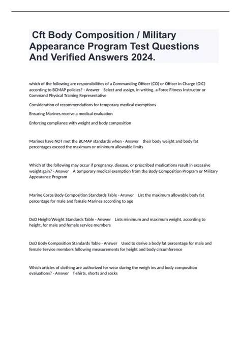 Body Composition Military Appearance Program Monitor