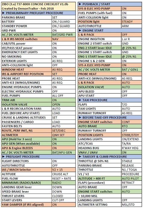 boeing 737-800 checklist x plane 11