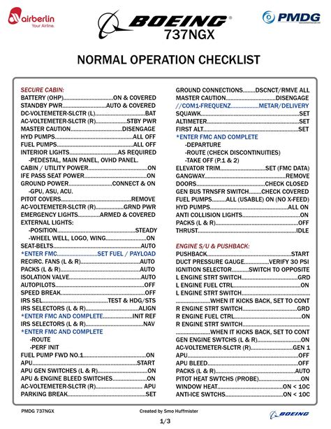 boeing 737-800 full checklist