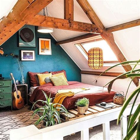 Boho Chic Attic Bedroom Greenery