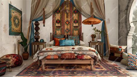 boho bedroom patterns and textures