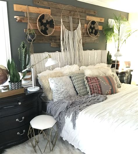 bohemian bedroom with handmade decor