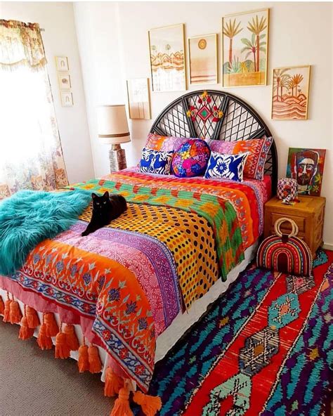 Bohemian Bedroom with Mix and Match Patterns