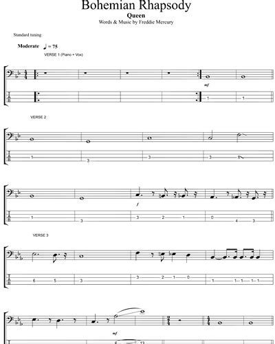 bohemian rhapsody bass pdf