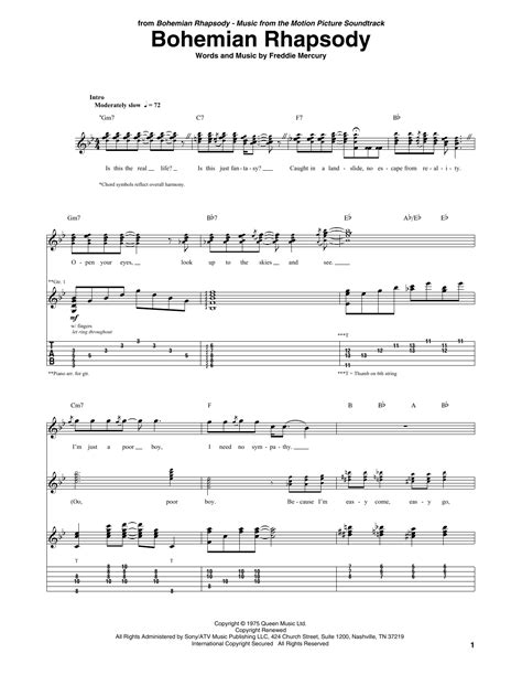 bohemian rhapsody guitar tab pdf