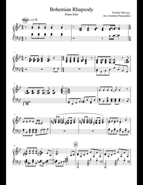 bohemian rhapsody piano solo midi