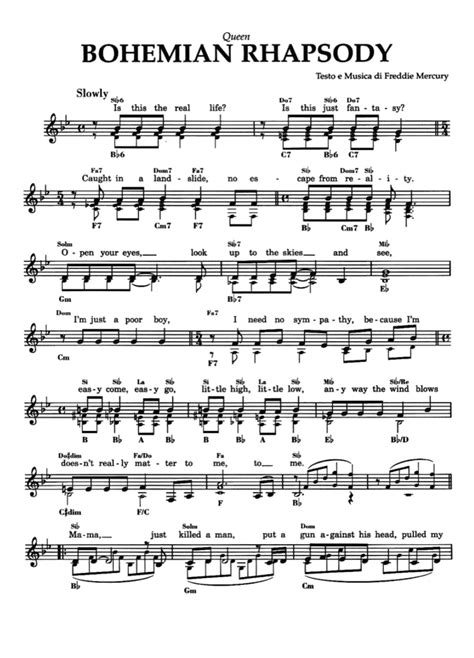 bohemian rhapsody sheet music free