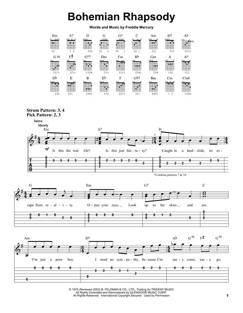 bohemian rhapsody tablature guitare