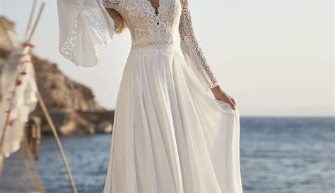 Standesamt Mode 2021 Vintage Boho Hochzeitskleid Langarm