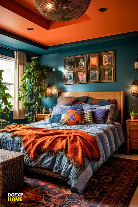 Boho Bedroom Ideas Orange Patterns