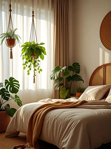 boho bedroom plants and greenery
