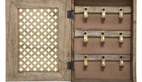 Boîte à clés murale bois 25 x 20 cm + masking tape doré à
