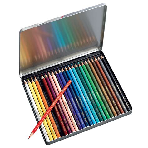 STABILOaquacolor Boîte métal de 24 crayons de couleur aquarellables