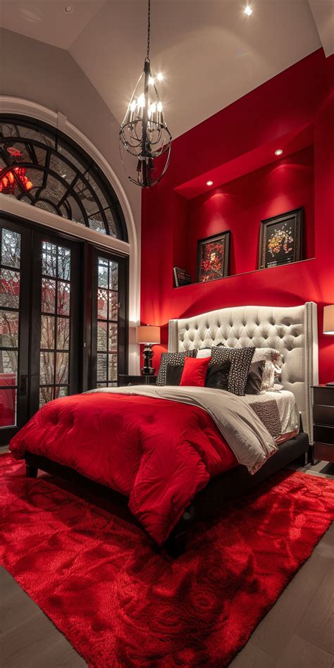 Bold Painting in Red Bedroom