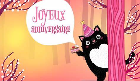 Chat noir joyeux anniversaire — Image vectorielle Lollitta