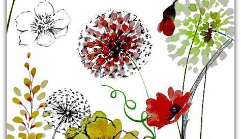 Carte Anniversaire aquarelle Fleurs des champs Coquelicots