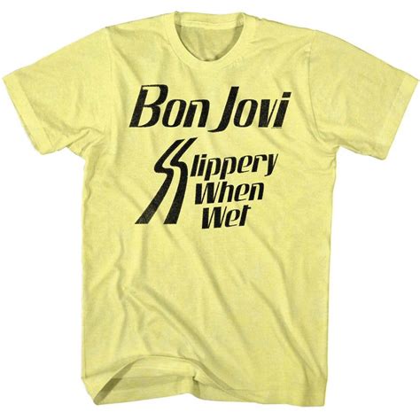 bon jovi slippery when wet t shirt yellow
