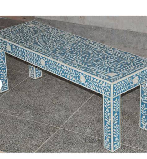 Enhance Your Home Decor with a Stunning Bone Inlay Bench - Shop Now!