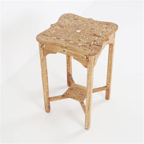Bone Inlay Side Table Vintage