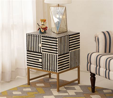 Bone Inlay Side Table With Drawer