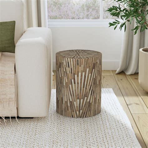 Bone Inlay Side Table Wood
