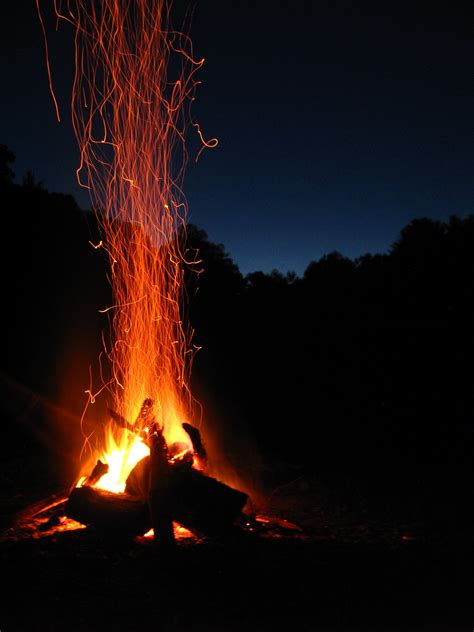 bonfires blaze in the night