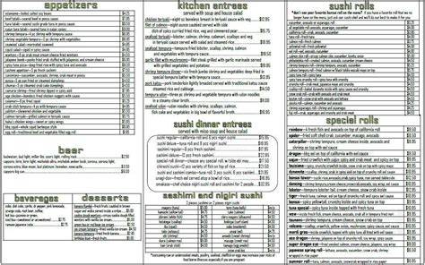 Menu Bonsai's Restaurant