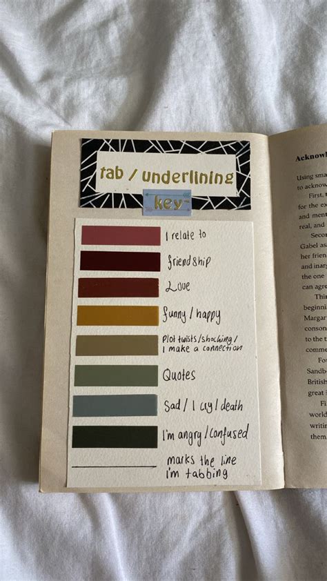 Book Annotation Tabs Key