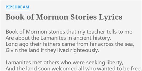 book of mormon stories song lyrics