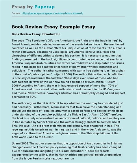 Book Review Sample Essay