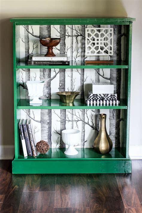 Bookcase With Wallpaper Backing