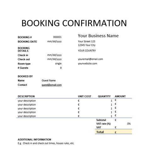 Booking and Confirmation