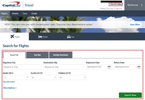 booking flights with capital one