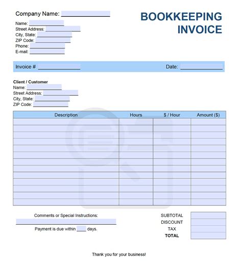 Bookkeeper Invoice Template: Simplify Your Business Finances
