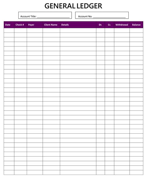 Accounting Ledgers Templates. Free Printable Bookkeeping Sheets within