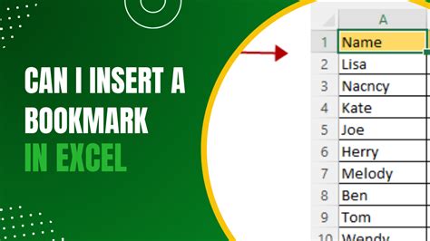 Bookmark Excel Vba