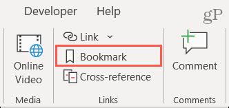 Bookmark In Word Function