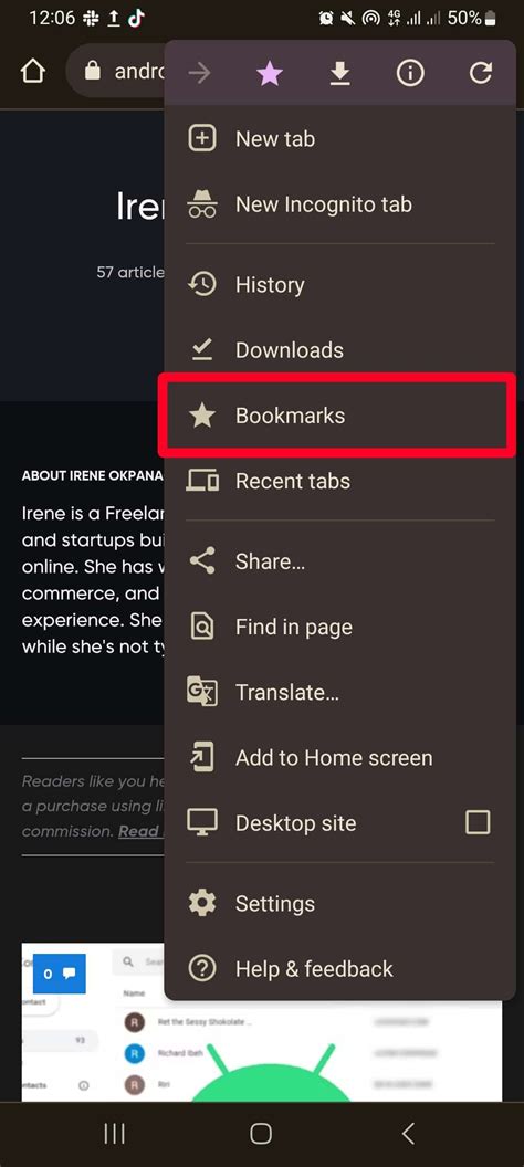 Bookmarks In Chrome In Android