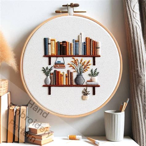 Bookshelf Embroidery Pattern