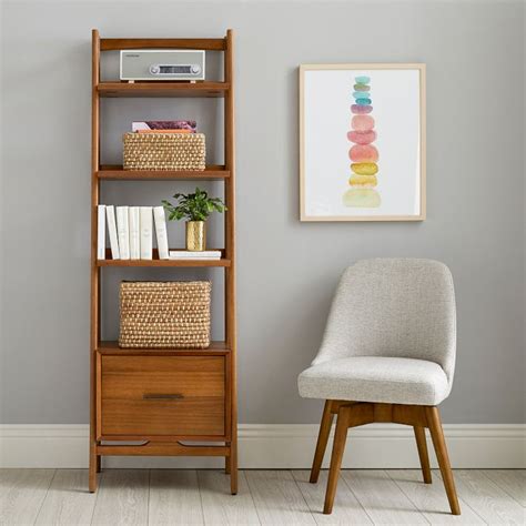 West Elm Wall Mounted Bookcase Sleek Storage Wood Modern wall shelf