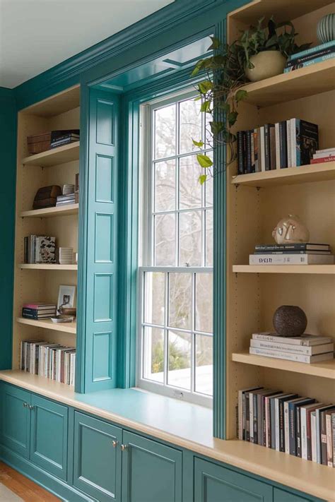 Bookshelves Built Around Windows