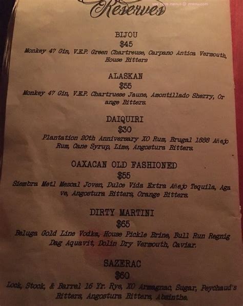 Bookstore Speakeasy Bethlehem Menu