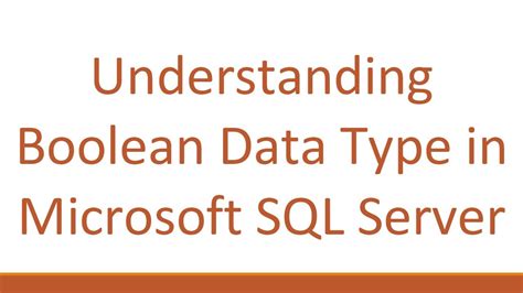 boolean data type in ms sql server