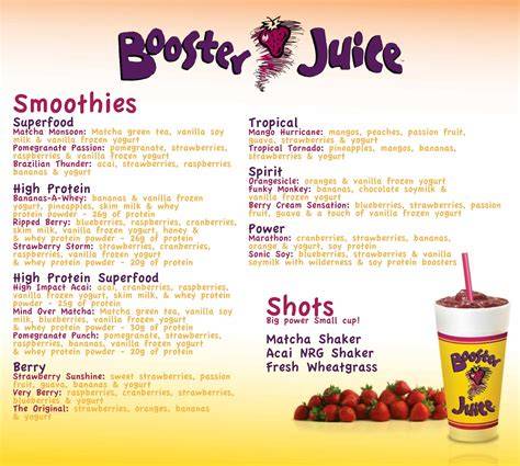 booster juice menu