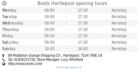 boots hartlepool opening times